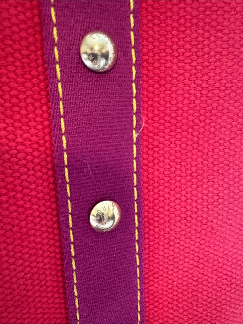 Louis Vuitton Antigua Cabas tote bag red canvas W/COA/ Horse Charm included -GUC - Picture 7 of 17